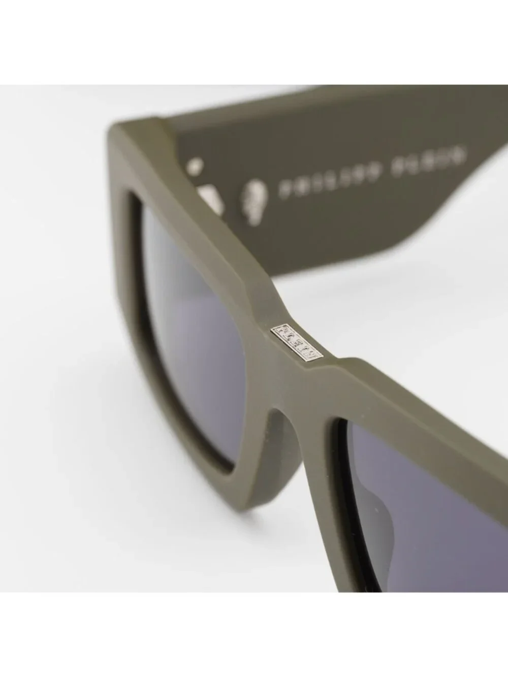 Philipp Plein SPP149 0C02 Unisex Sunglasses Green Rectangle Frame, Blue Lenses